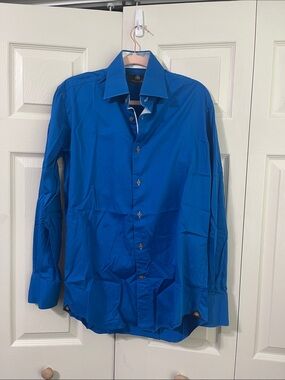 Circle of Gentlemen Men's Royal Blue Button up Dress Shirt.  #0214
